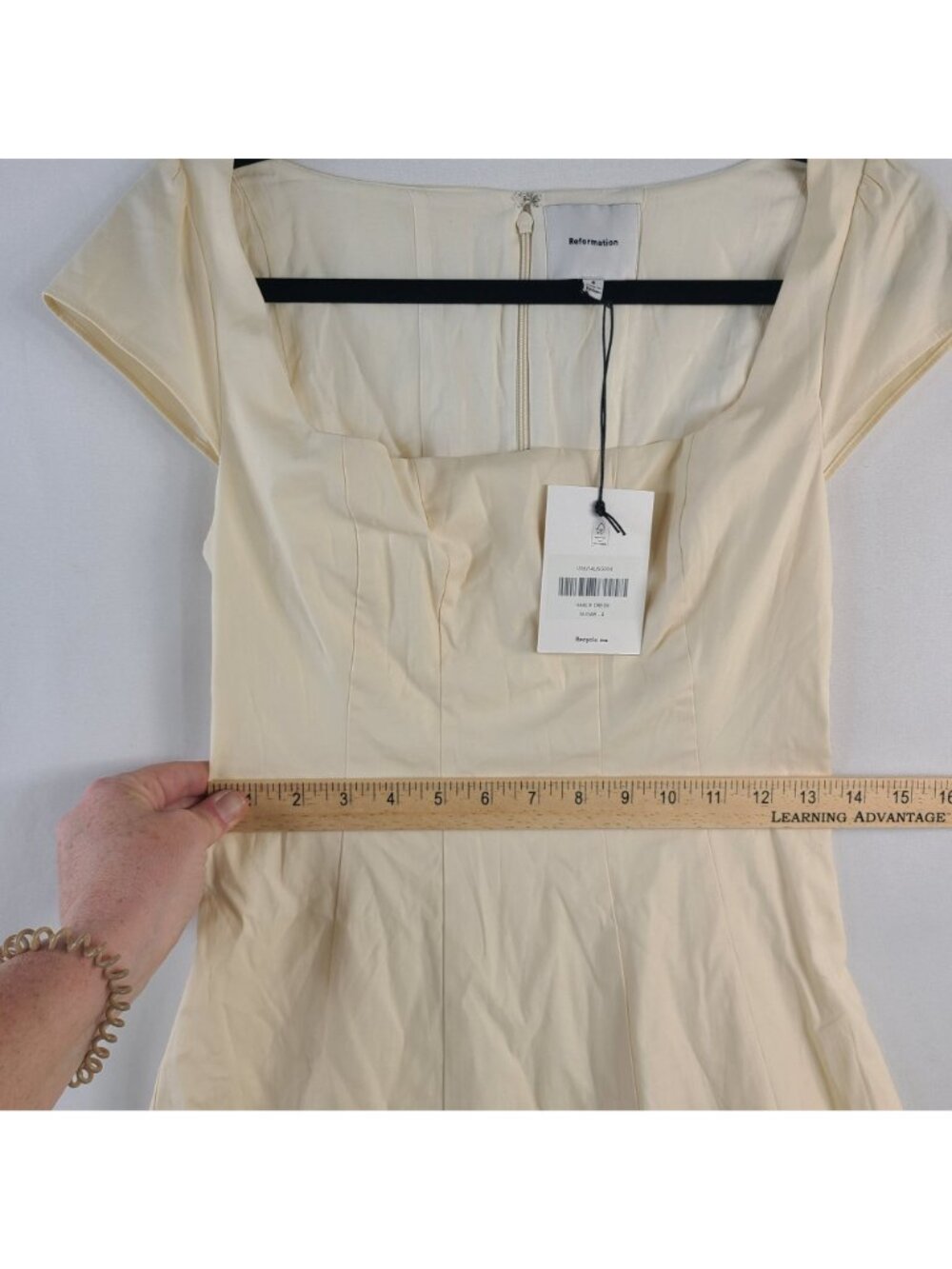 NEW Reformation Harlie Dress Sugar White Cap Sleeve A-Line Gown Size 4 - Picture 5 of 9